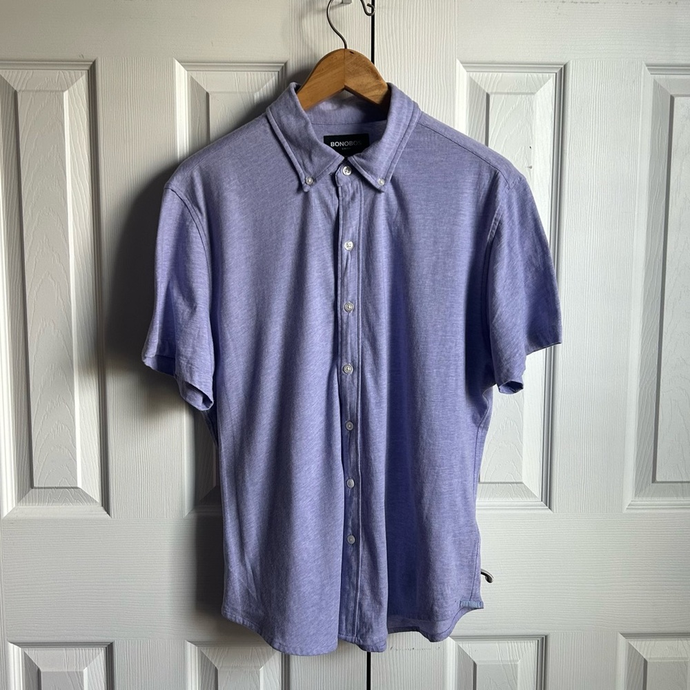Bonobos purple button down short sleeve shirt stretch short standard fit